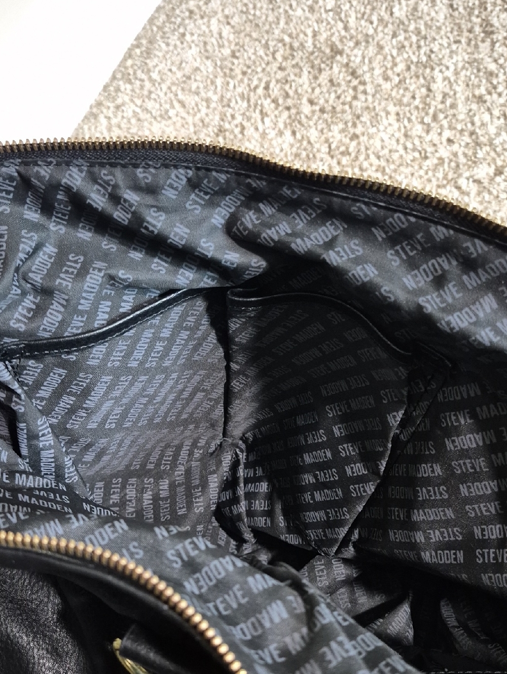 Steve Madden Classic Black Leather Satchel Handbag - Picture 6 of 7